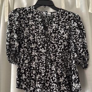Ganni Tie Front Floral Top size 38 (US 6)